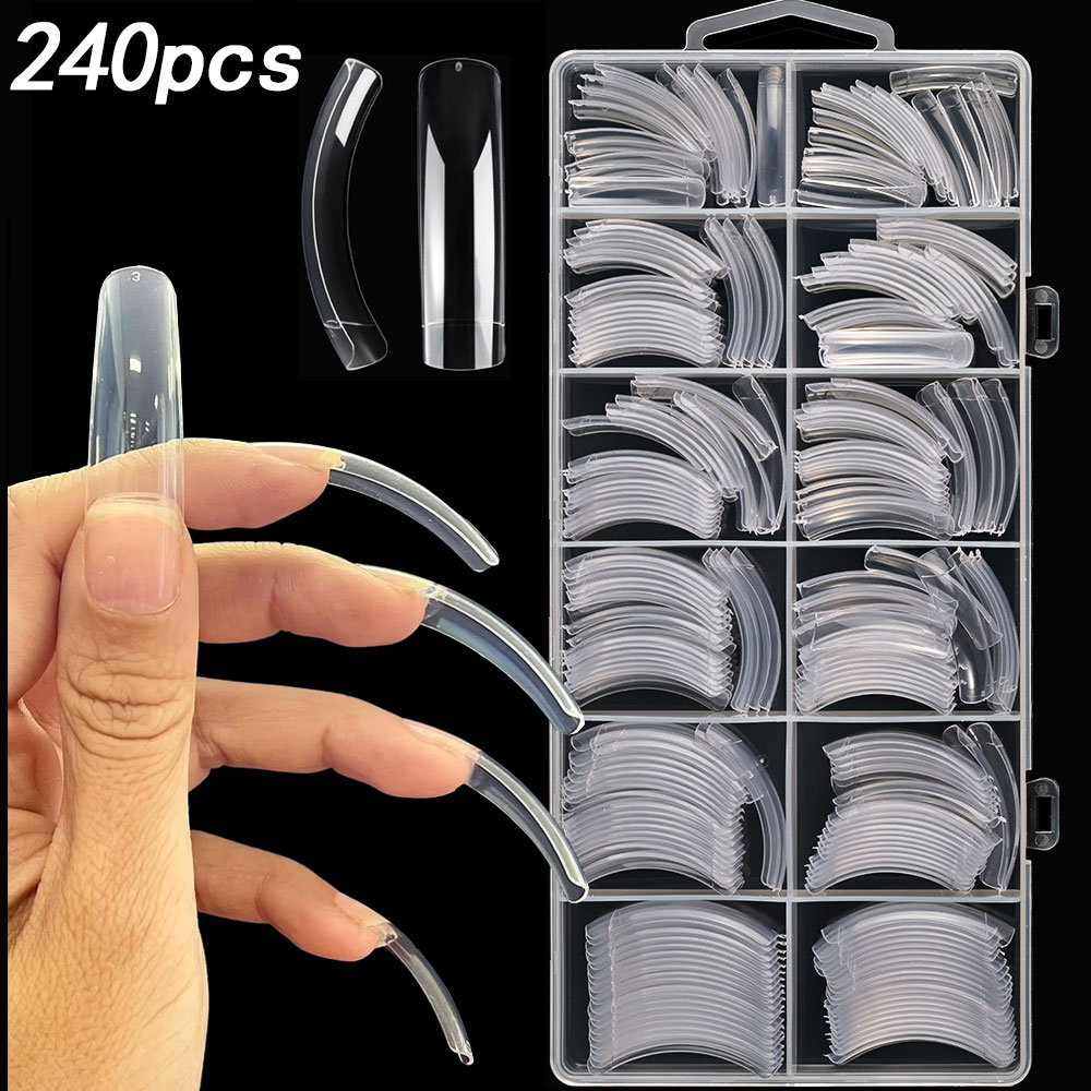 Nail Art Xxl - 240 pz Trasparente Curva Extra Profonda