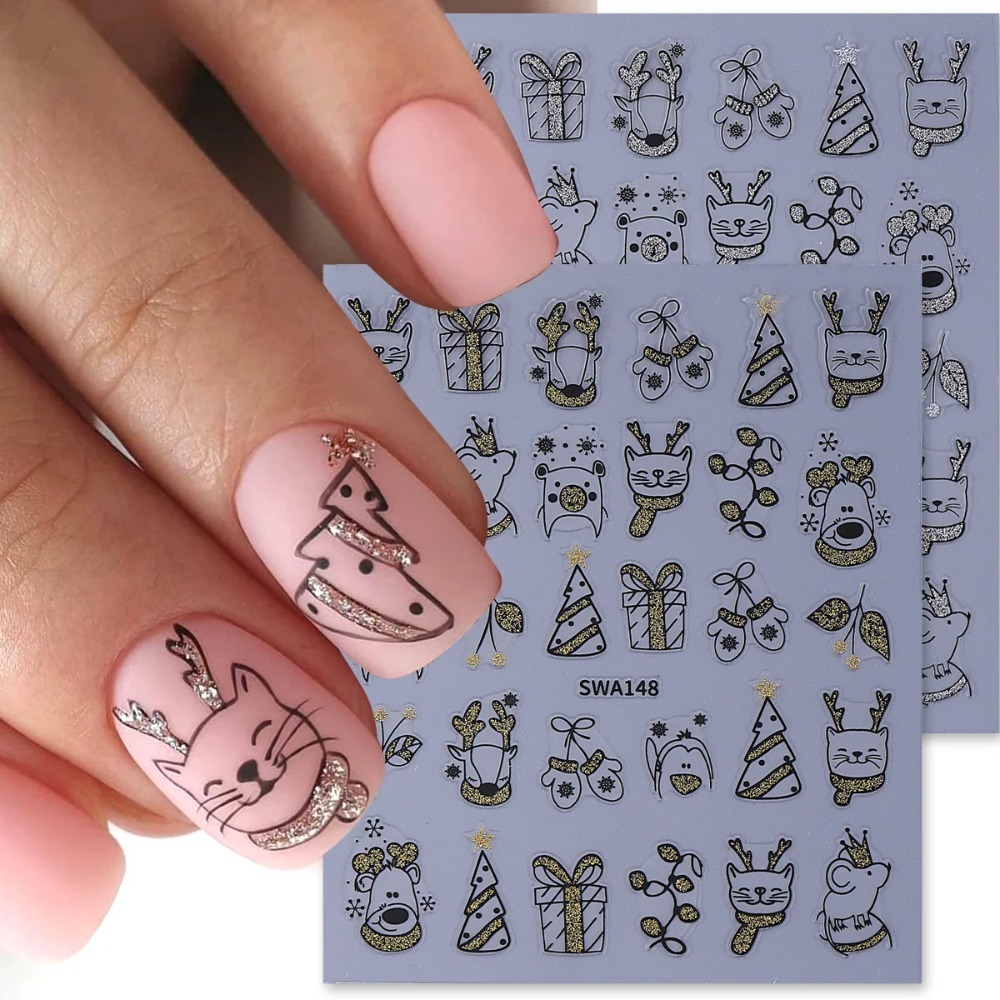 Nail Art Xmas Simple - 1 pezzo di adesivo per nail