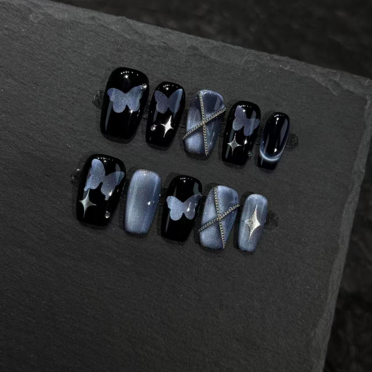 Nail Art Full Cat Eye - 10 pezzi di unghie finte a