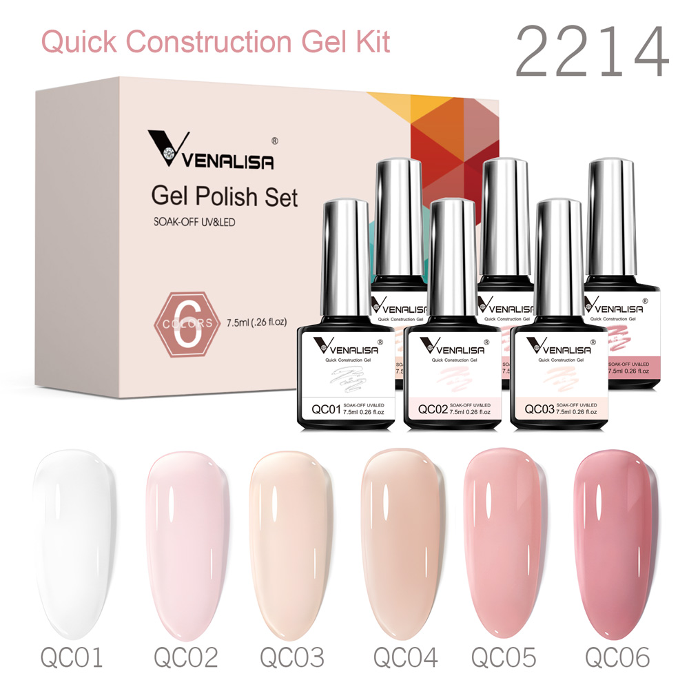 Nail Art Jelly - 6 pezzi Kit gel da costruzione