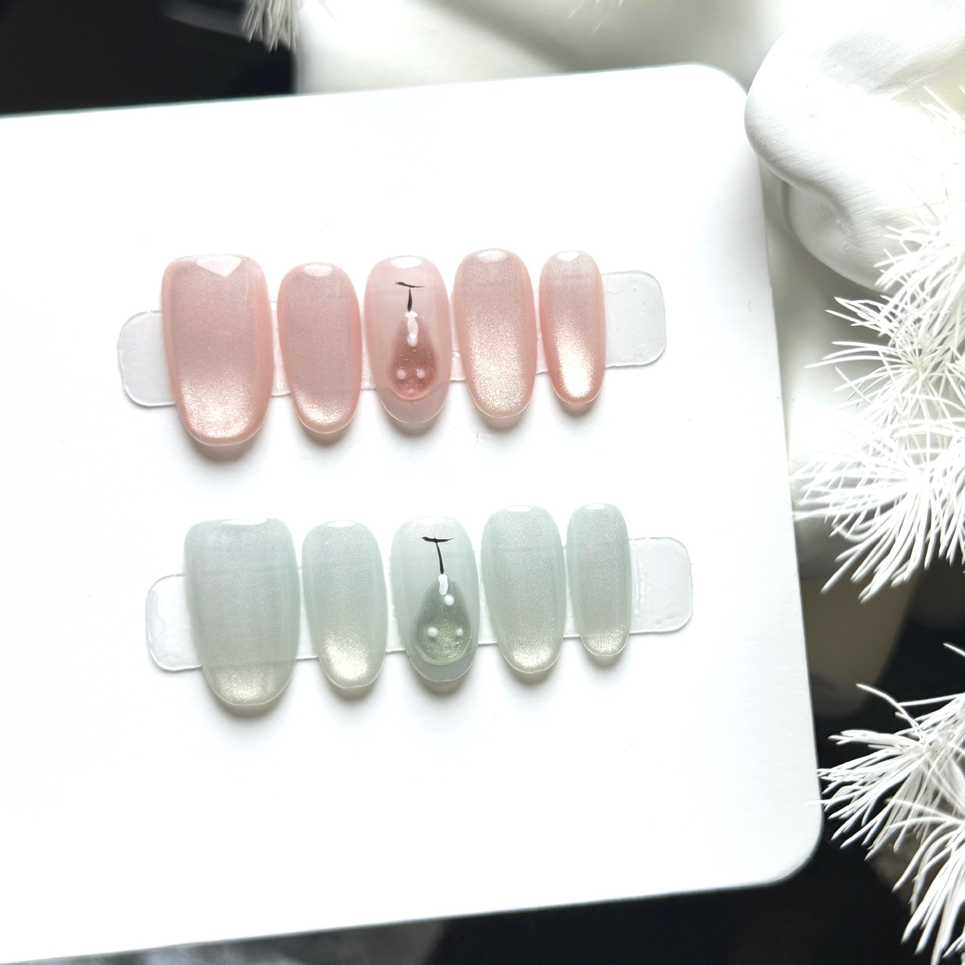 Nail Art Full Cat Eye - 10 pezzi di unghie finte ovali