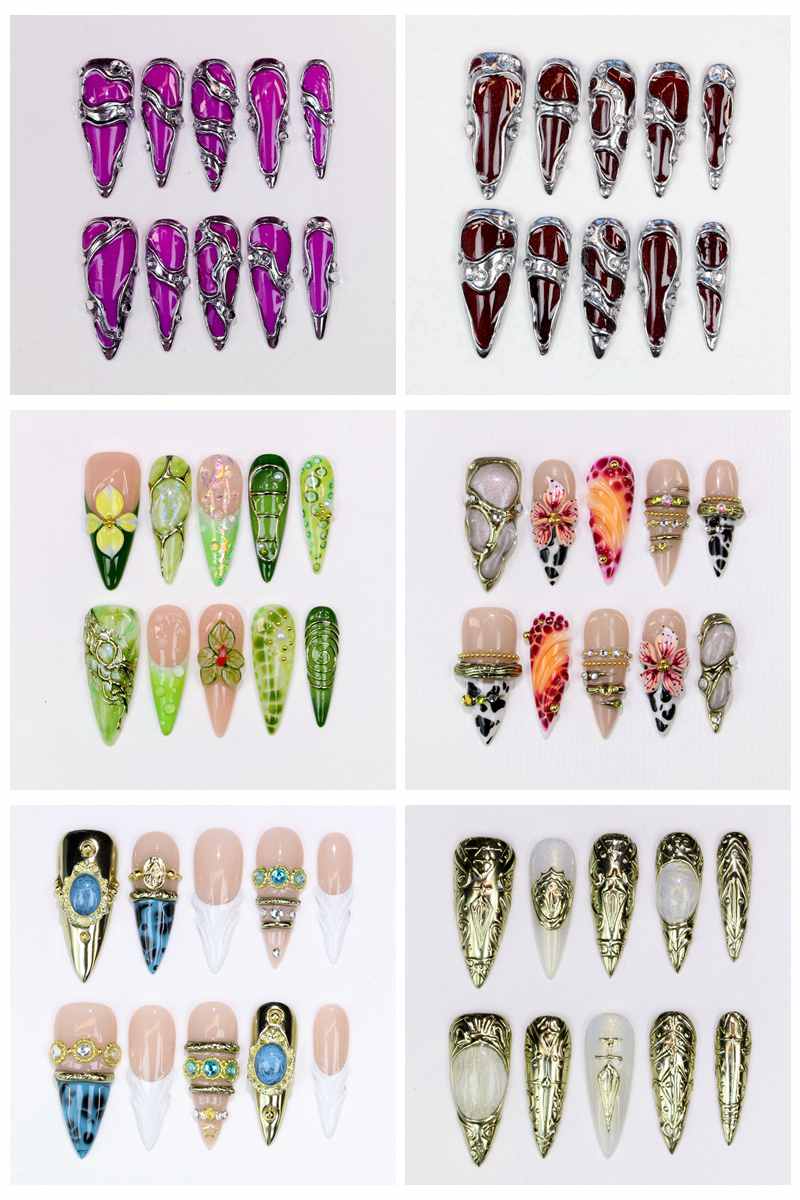 Nail Art Glossy - 10 Pezzi Unghie Finte Lunghe a