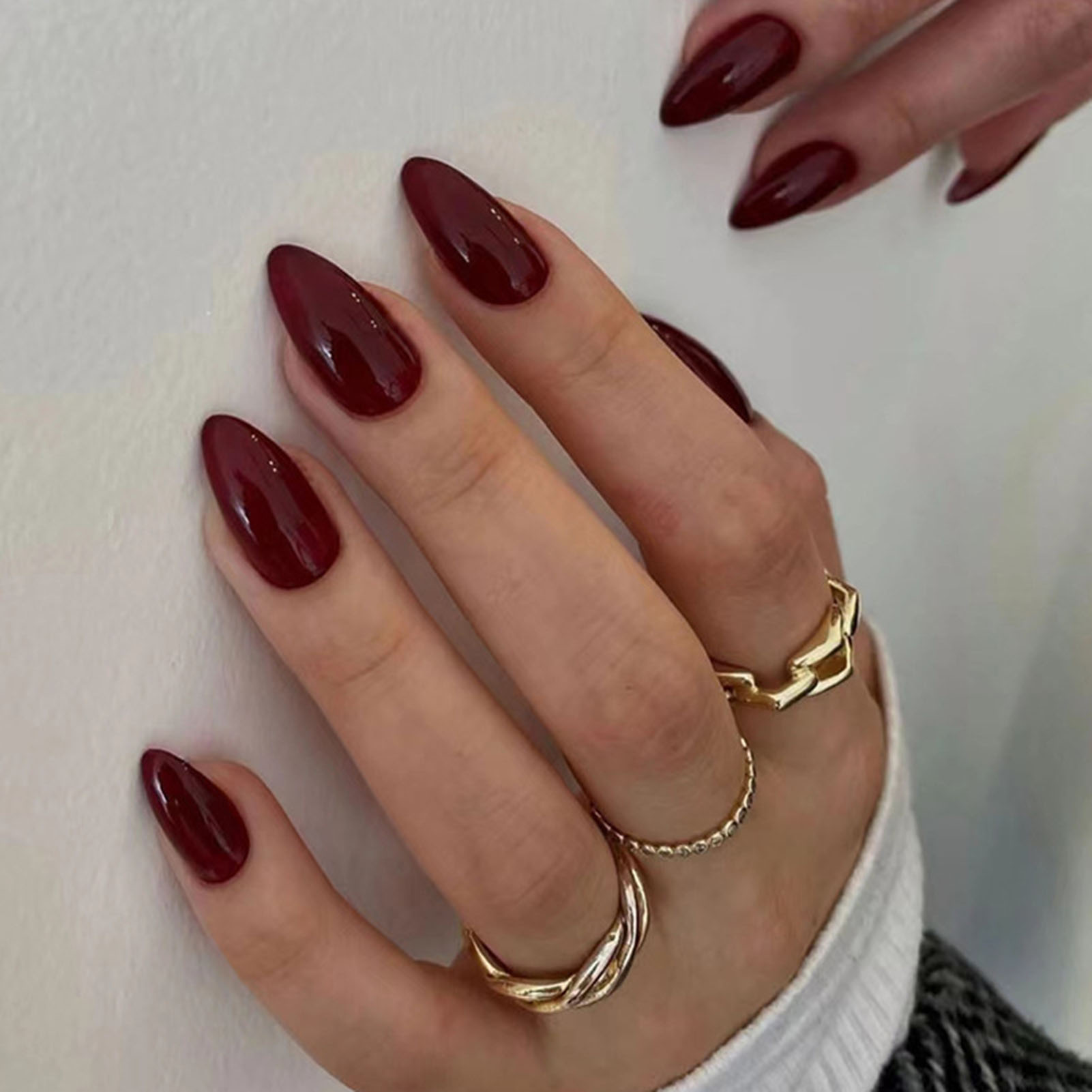 Nail Art Fake Nails - Stampa rossa ciliegia sulle unghie 24