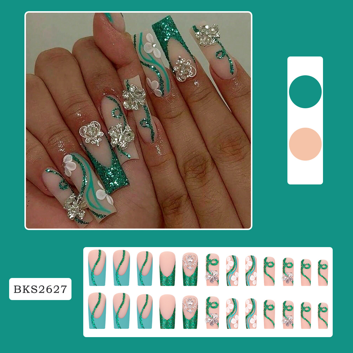 Long Coffin Press on Nails Bal - Nail Art Fake Nails recensione e prezzo