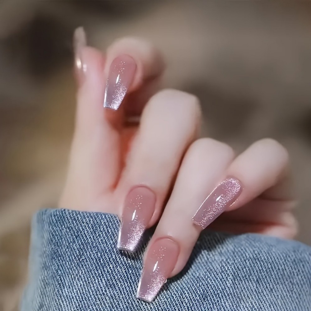 24 pz. Unghie Finte Lunghe a F - Nail Art Pink Cat Eye recensione e prezzo