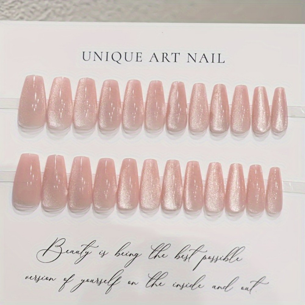 24 pz. Unghie Finte Lunghe a F - Nail Art Pink Cat Eye recensione e prezzo