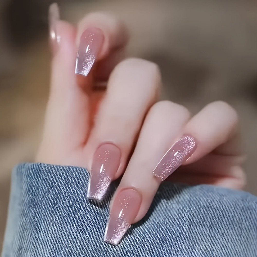 24 pz. Unghie Finte Lunghe a F - Nail Art Pink Cat Eye recensione e prezzo