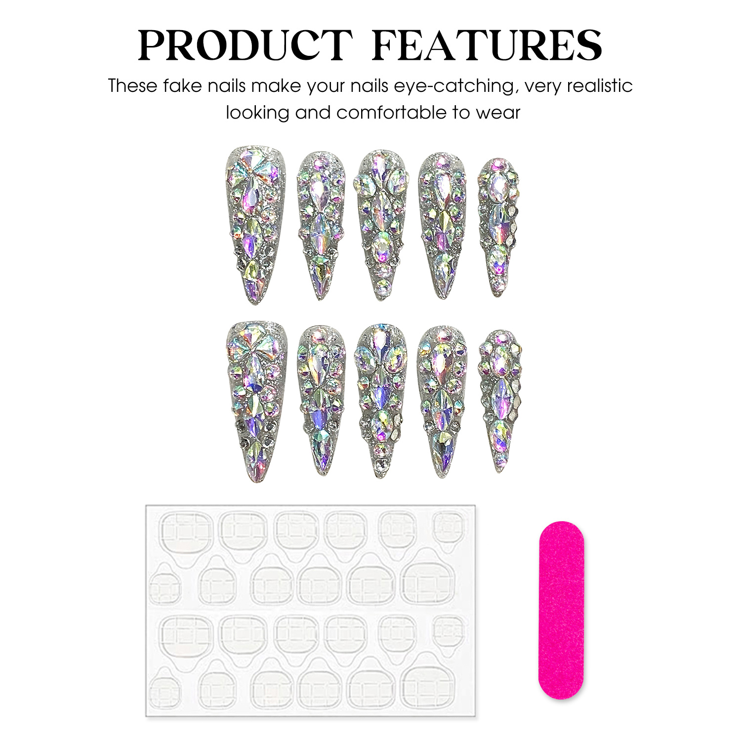 10 pezzi fatti a mano stampa s - Nail Art Fake Nails recensione e prezzo
