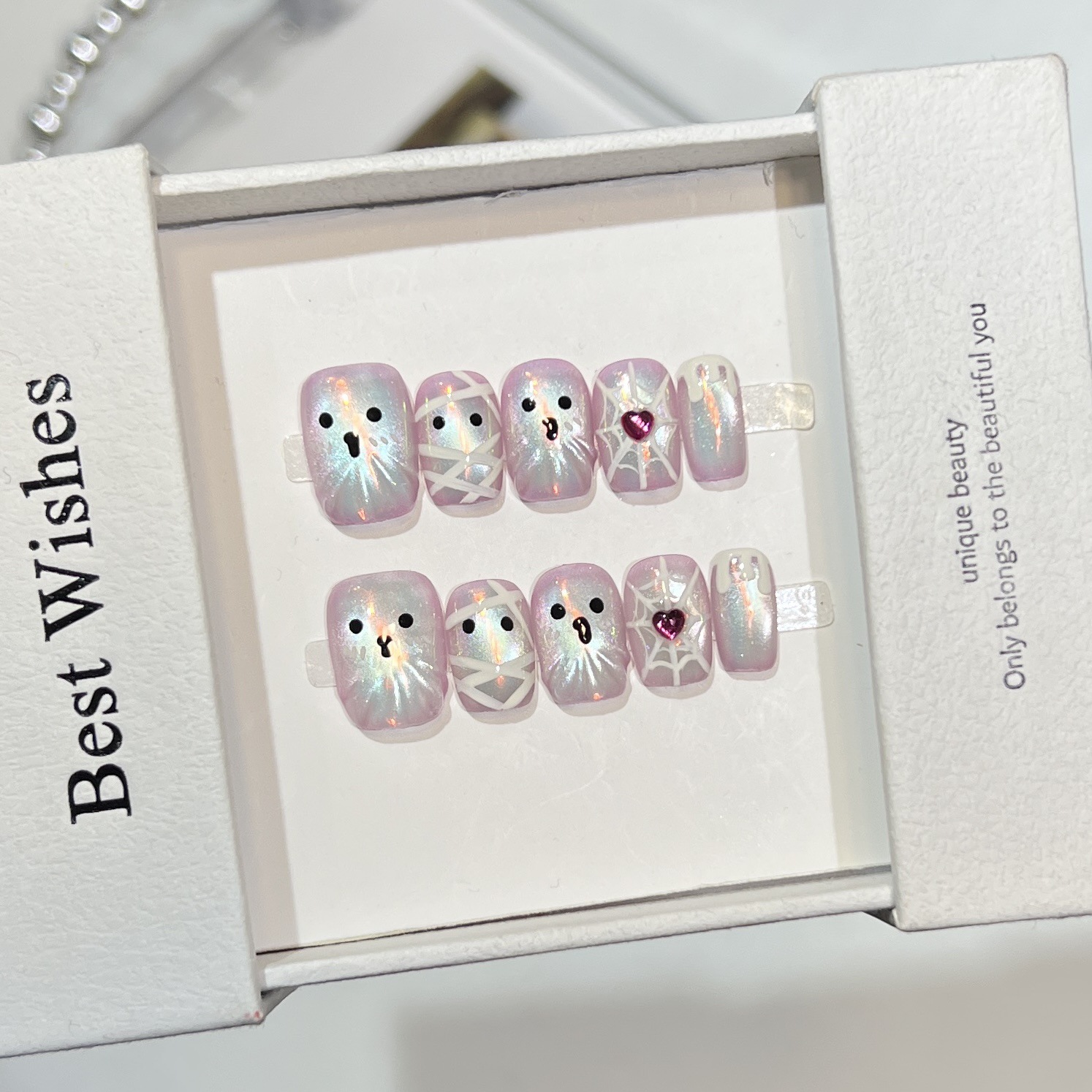 10 pezzi fatti a mano breve st - Nail Art Full Cat Eye recensione e prezzo